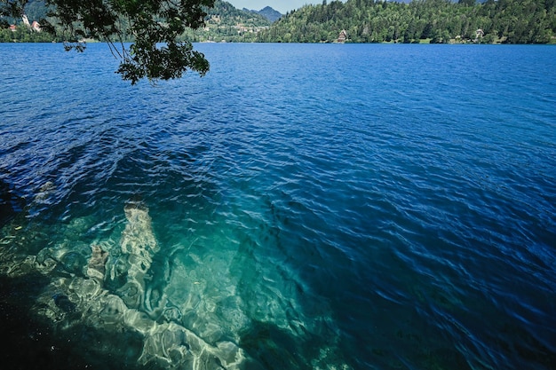 Blick auf den wunderschönen Bleder See Slowenien