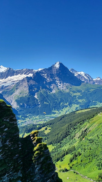 Foto blick auf die alpen vom ersten berg in grindelwald, schweiz
