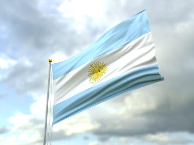 Blick auf die argentinische Flagge im Wind