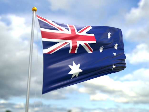 Blick auf die australische Flagge im Wind