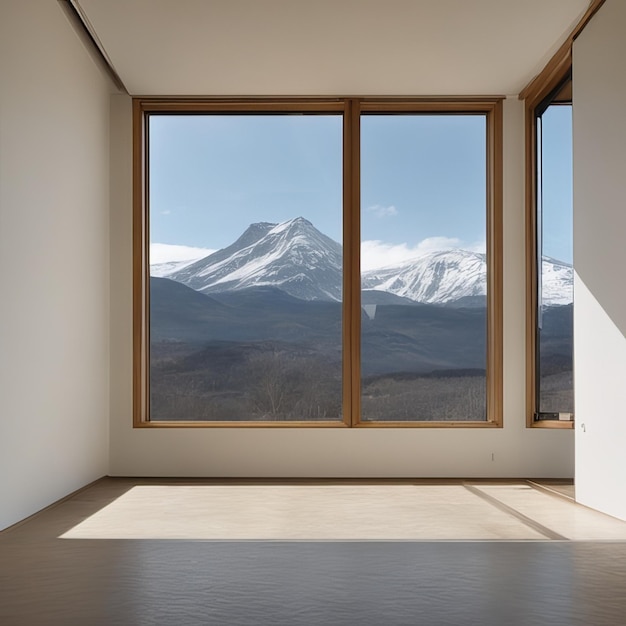Blick auf die Berge im Fenster eines Luxushauses