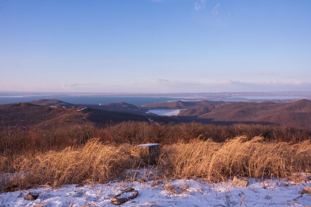 Blick auf die Berglandschaft des Stausees