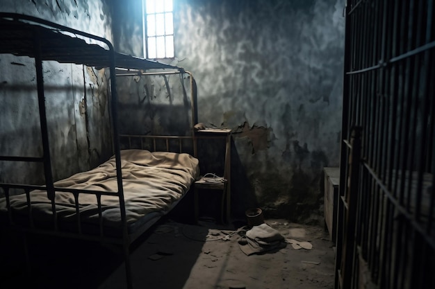 Blick auf die Gefängniszelle von innen Einzelzelle für Gefangene Hoffnungslosigkeit