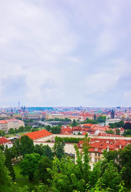 Blick auf die Karlsbrücke und die Altstadt von Prag, Tschechische Republik