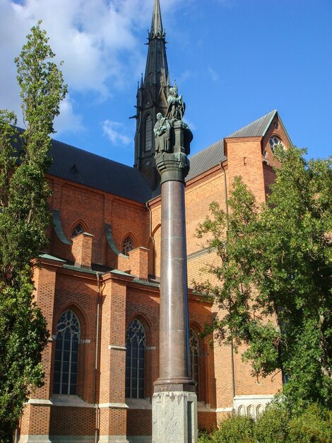 Blick auf die Kathedrale an einem Sommertag Uppsala Schweden Closeup