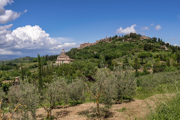 Blick auf die Kirche San Biagio Toskana in der Nähe von Montepulciano