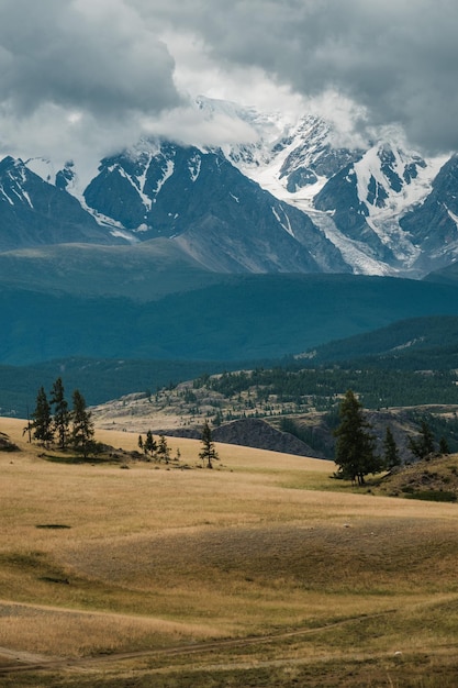 Blick auf die Kurai-Steppe im Altai-Gebirge