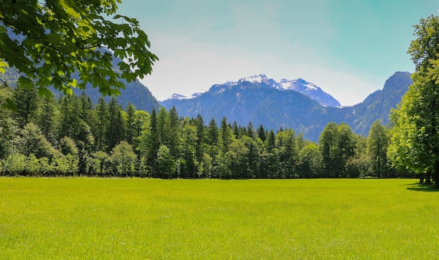 Blick auf die Landschaft in den Alpen am Konigssee in Deutschland