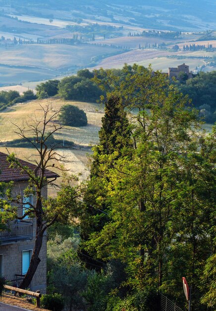 Blick auf die Landschaft von Pienza Toskana Italien