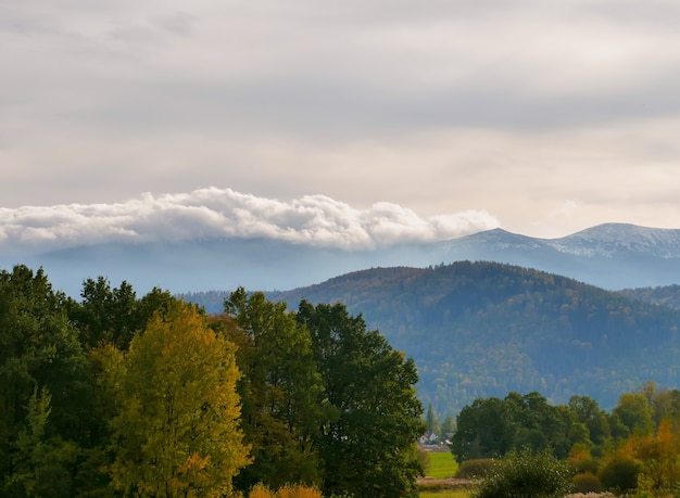 Blick auf die Riesenberge aus dem Tal, Polen