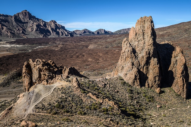 Blick auf die Stein-Lavawüste im Teide-Nationalpark. Teneriffa, Kanarische Inseln