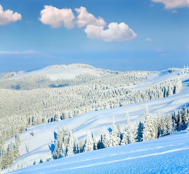 Blick auf die winterlichen Berge