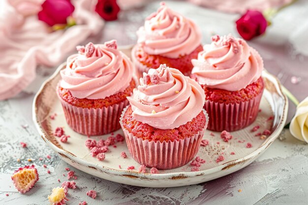 Blick auf ein köstliches und süßes Cupcake-Dessert mit Glasur