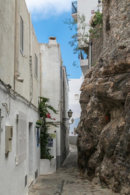 Blick auf eine Straße von Mojacar Almeria Andalusien Spanien