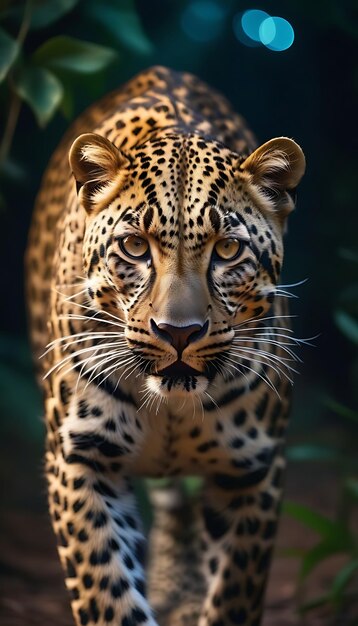 Blick auf einen wilden Leoparden in der Natur Porträt