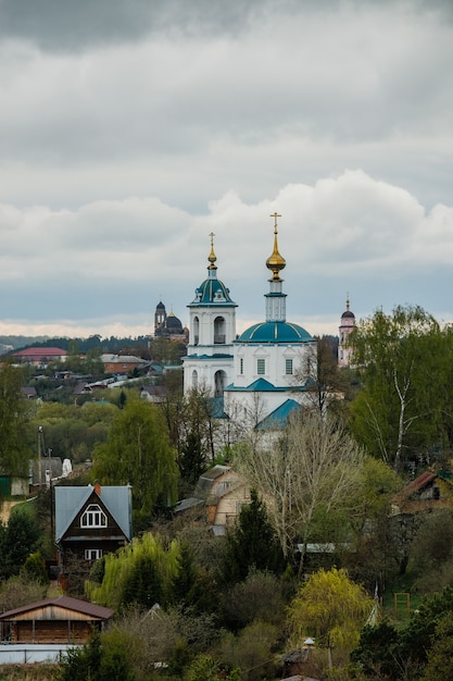 Blick auf Kloster Borovsk Russland Kaluga region