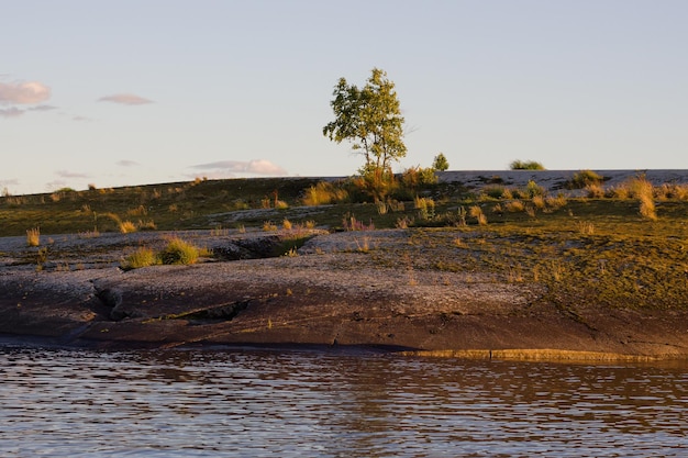 Blick auf Ladoga-Schären bei Sonnenuntergang in der Republik Karelien. Foto in hoher Qualität