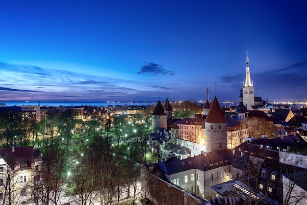 Blick auf Tallinn bei Nacht