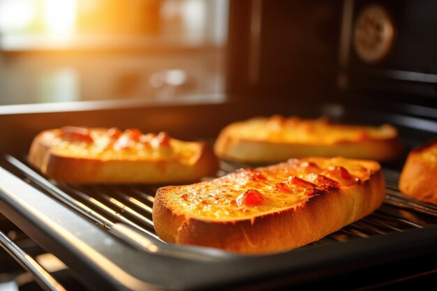 Blick in den Ofen auf dem Backblech, professionelle Werbung, Food-Fotografie, KI-generiert