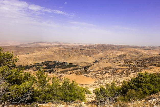 Blick vom Berg Nebo in Jordanien, wo Moses das Heilige Land betrachtete