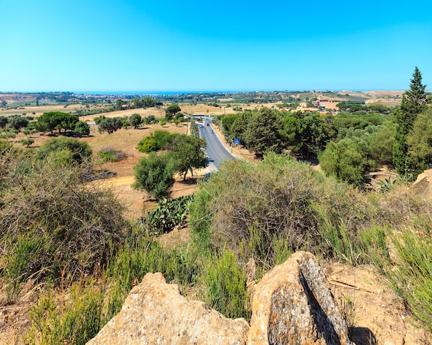 Blick vom Tal der Tempel Agrigento Sizilien Italien