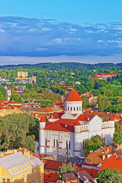 Blick von den Dächern auf die Kathedrale der Gottesgebärerin und die Altstadt in Vilnius, Litauen