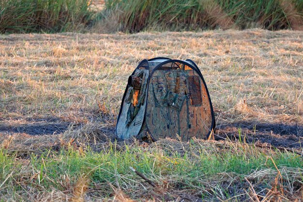 Blind Hide Bird Watching bei Sonnenuntergang