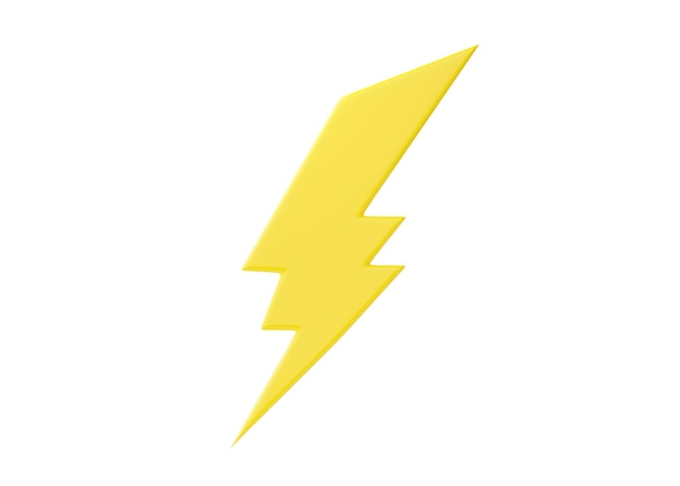 Foto blitz 3d-illustration donner-power-symbol energie schneller bolzen und elektrischer blitz schnelles donnerschlag-cartoon-symbol