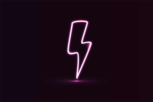 Blitz 3D-Render-Symbol für elektrische Energie Retro-Neon-Leuchtzeichen isoliert auf schwarzem Hintergrund UV-Licht elektrische Lampe Geschwindigkeitsmetapher Stromsymbol fluoreszierend