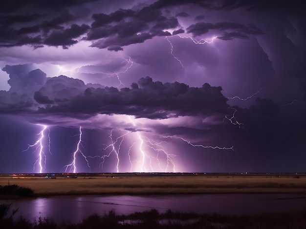 Blitz mit dramatischer Wolkenlandschaft