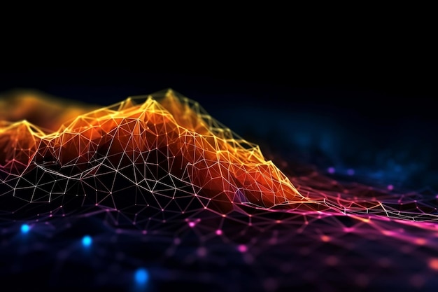 Blockchain Ilustração 3D do Conceito de Big Data Generative AI
