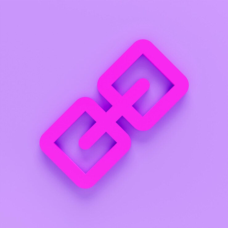 Foto blockchain link sign 3d cartoon símbolo ilustração de conceito de rede de negócios de segurança de cadeia de tecnologia de internet