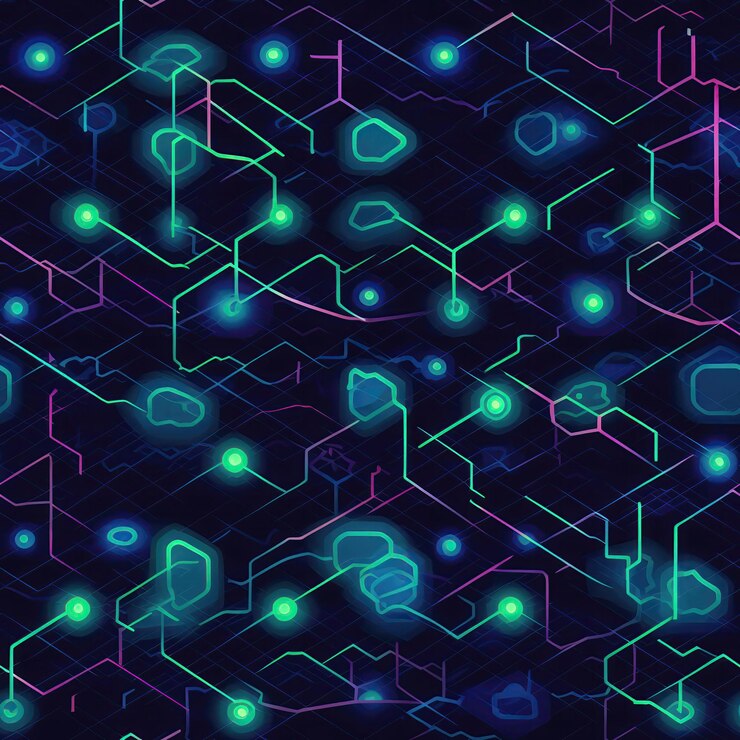 Foto blockchain network macro seamless background generativo ai