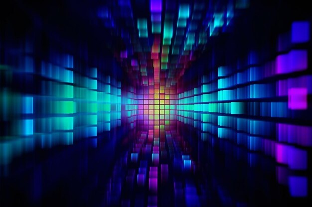 Blockchain NFT Abstract Pixel Prism Neon Ombre Speed Defocused Tecnología futurista Fondo azul marino