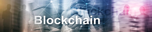 Blockchain-Revolutions-Innovationstechnologie im modernen Business Website-Header-Banner