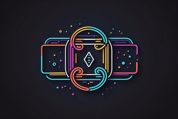 Blockchain-Vektor farbenfrohe Linien-Symbol oder Logo-Element auf dunklem Hintergrund