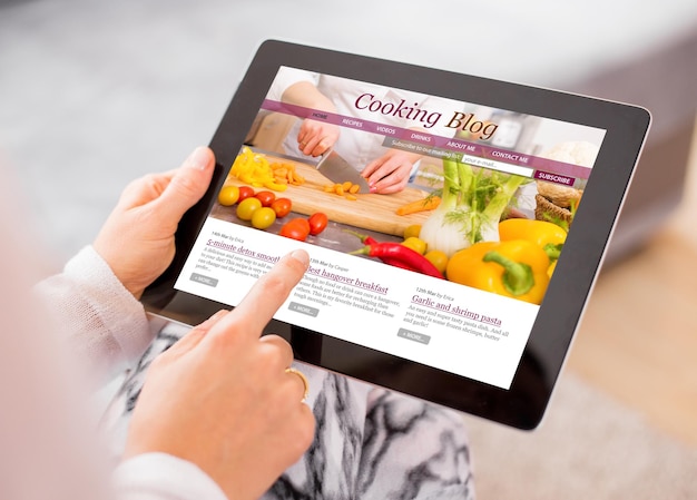 Blog de cocina en tablet