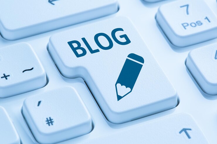 Foto blog schreiben online im internet blaue computertastatur