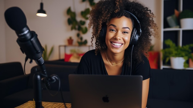 Blogger feminina gravando um vídeo