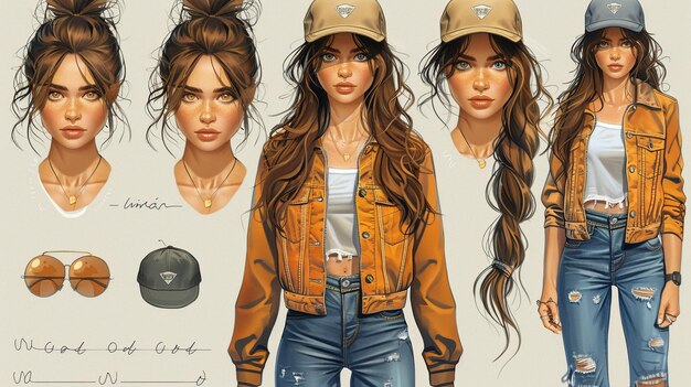 Foto blogger de moda personaje de dibujos animados