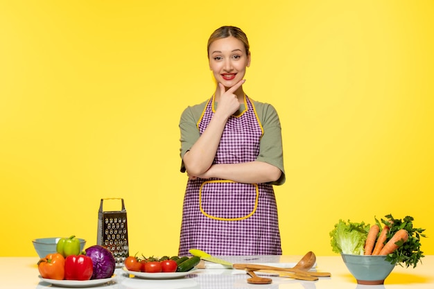 Blogueiro de comida adorável chef saudável gravando vídeo para mídia social animado