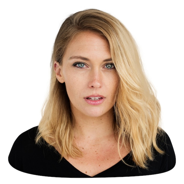 Blonde Frau Porträt png Aufkleber durchsichtiger Hintergrund