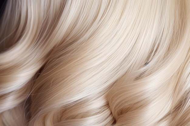 Blonde Haare in der Nähe als Hintergrund Lange blonde Frauenhaare Stilvolle wellige Locken glänzend Färbung ha