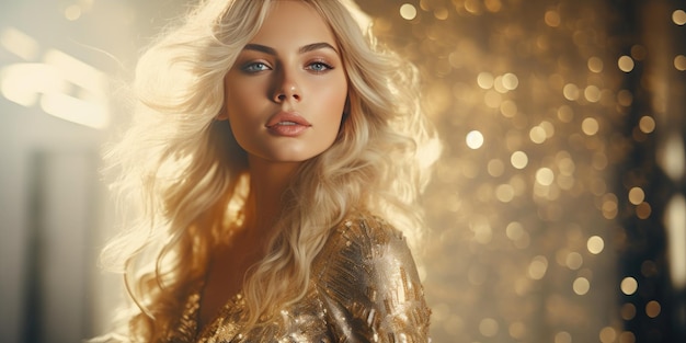 Foto blonde strahlung glamouröse glitzer mode