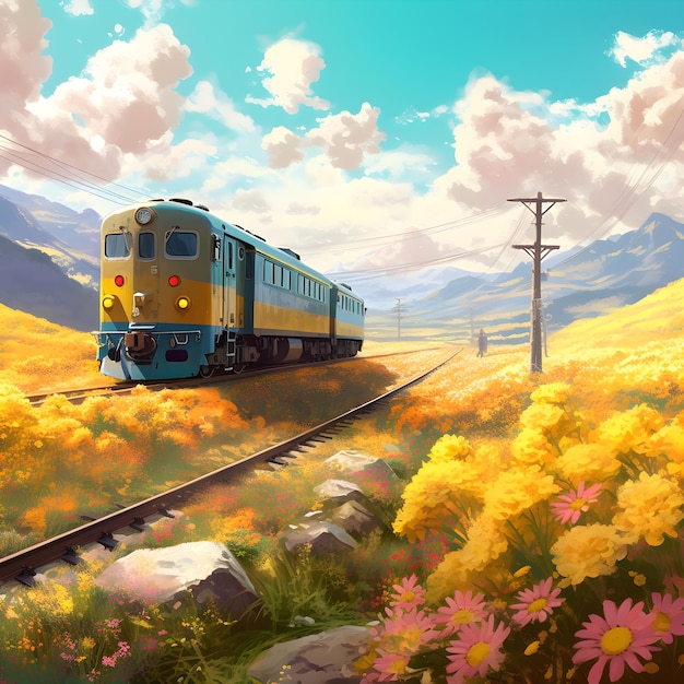 Blooming Beauty Um passeio de trem do Studio Ghibli pelos campos de flores