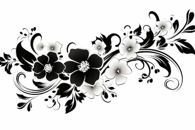 Foto blooming borders exquisito clipart de flores en blanco y negro