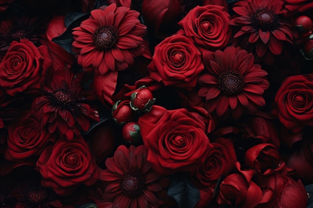 Blooming Majesty Un vibrante montón de flores rojas oscuras en un 32 AR