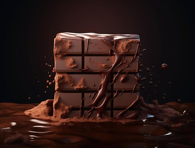 Foto bloque de chocolate en el fondo