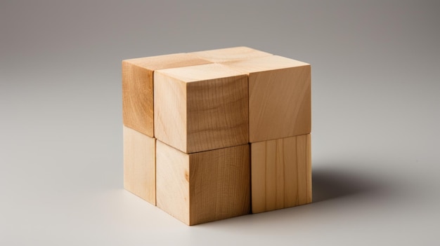 Bloque de cubo de madera para la infancia Concepto de juguete de bloque de cubo de madera para niños Construcción y diversión