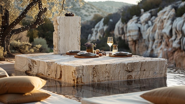 Foto bloque de piedra de travertino italiano